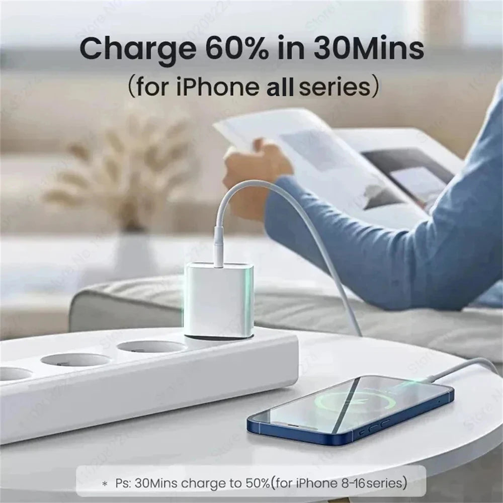 PD 40W Fast Charger For iPhone 14 13 12 11 15 16 Pro Max Phone Charger For iPhone 15 16 Plus USB C Cable Fast Charging Data Line